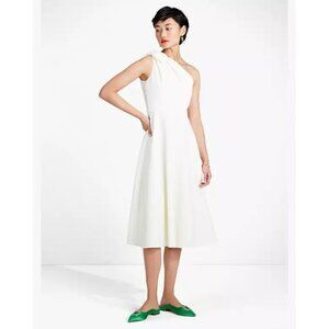 Kate Spade Twill One Shoulder Dress Womens 4 Ivory Coastal Cottagecore Boho Twee